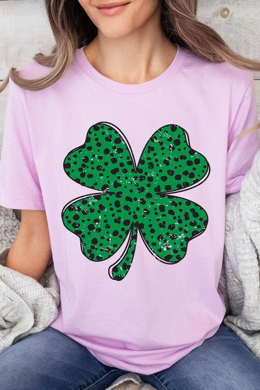 Dalmatian Four Leaf Clover Graphic Tee - Bitsy Gypsy Boutique