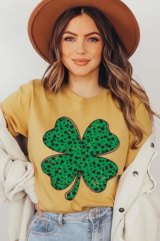 Dalmatian Four Leaf Clover Graphic Tee - Bitsy Gypsy Boutique