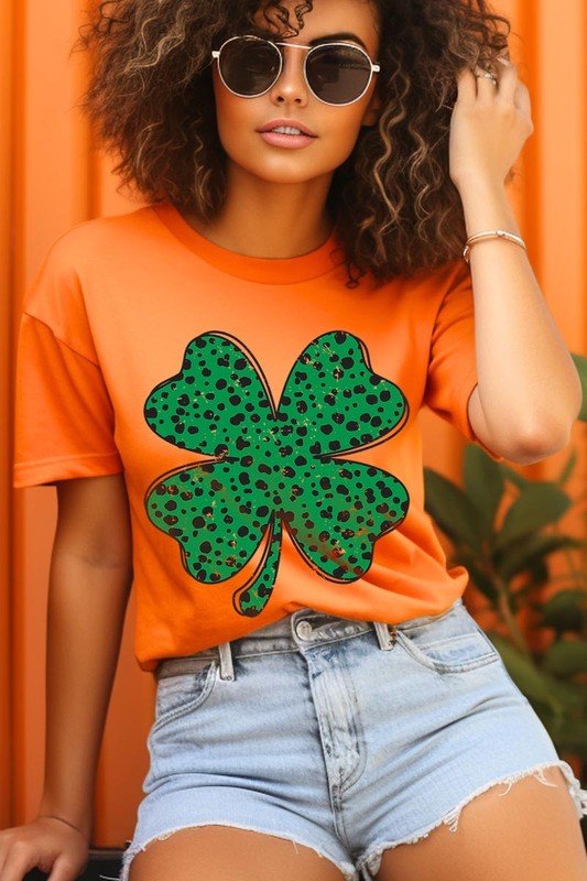 Dalmatian Four Leaf Clover Graphic Tee - Bitsy Gypsy Boutique