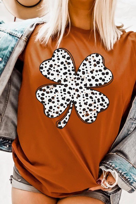 Dalmatian Four Leaf Clover Graphic Tee - Bitsy Gypsy Boutique