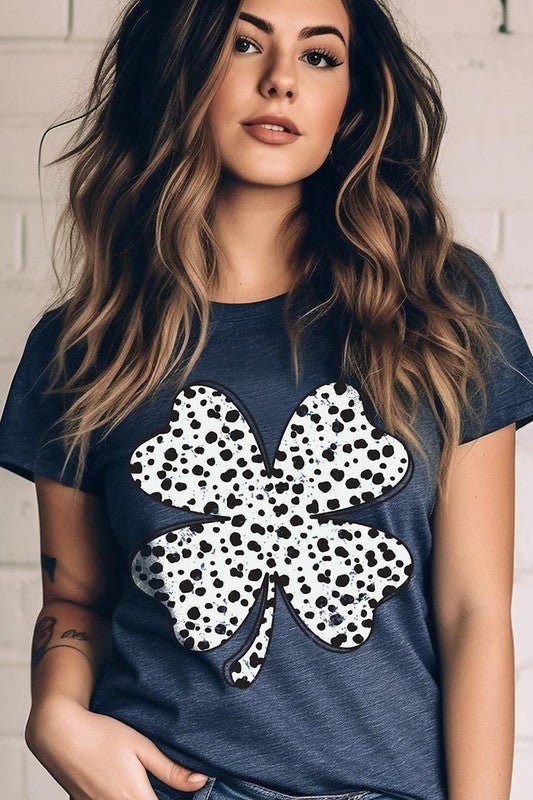 Dalmatian Four Leaf Clover Graphic Tee - Bitsy Gypsy Boutique