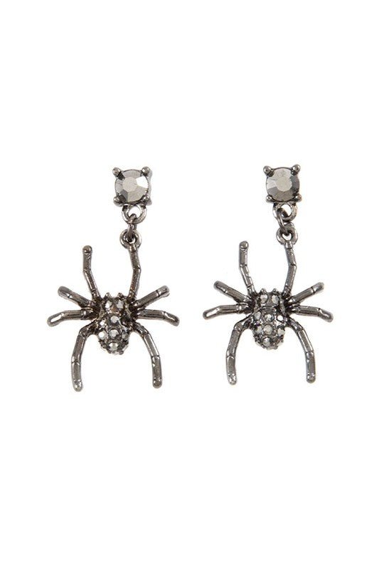 DANGLE RHINESTONE SPIDER EARRINGS - Bitsy Gypsy Boutique