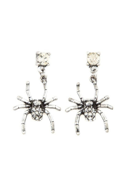 DANGLE RHINESTONE SPIDER EARRINGS - Bitsy Gypsy Boutique