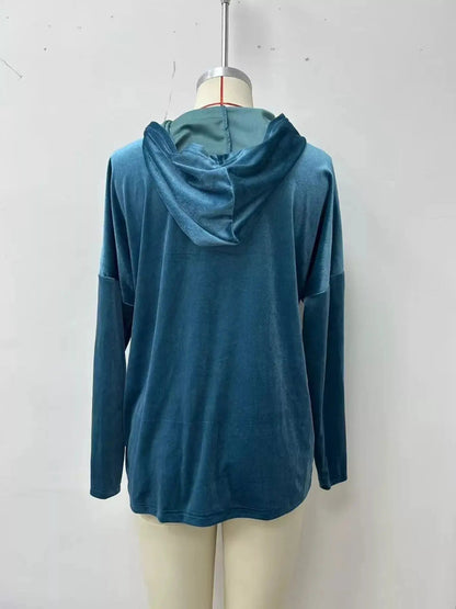 Dark Brown Velvet Front Pockets Hoodie - Bitsy Gypsy Boutique