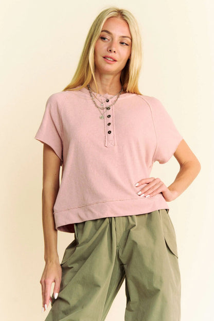Davi & Dani Breezy Knit Fabric Short Sleeve T-shirt Top - Bitsy Gypsy Boutique