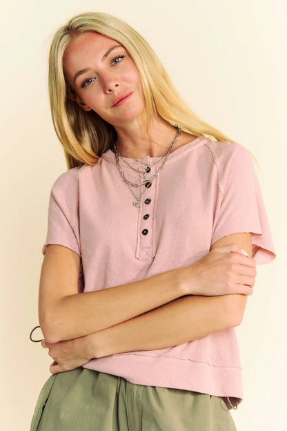 Davi & Dani Breezy Knit Fabric Short Sleeve T-shirt Top - Bitsy Gypsy Boutique