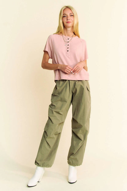 Davi & Dani Breezy Knit Fabric Short Sleeve T-shirt Top - Bitsy Gypsy Boutique