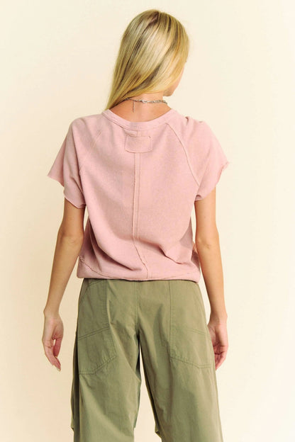 Davi & Dani Breezy Knit Fabric Short Sleeve T-shirt Top - Bitsy Gypsy Boutique
