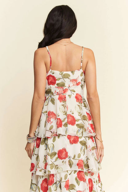 Davi & Dani Contrast Ring Lace Layered Ruffle Maxi Cami Dress - Bitsy Gypsy Boutique