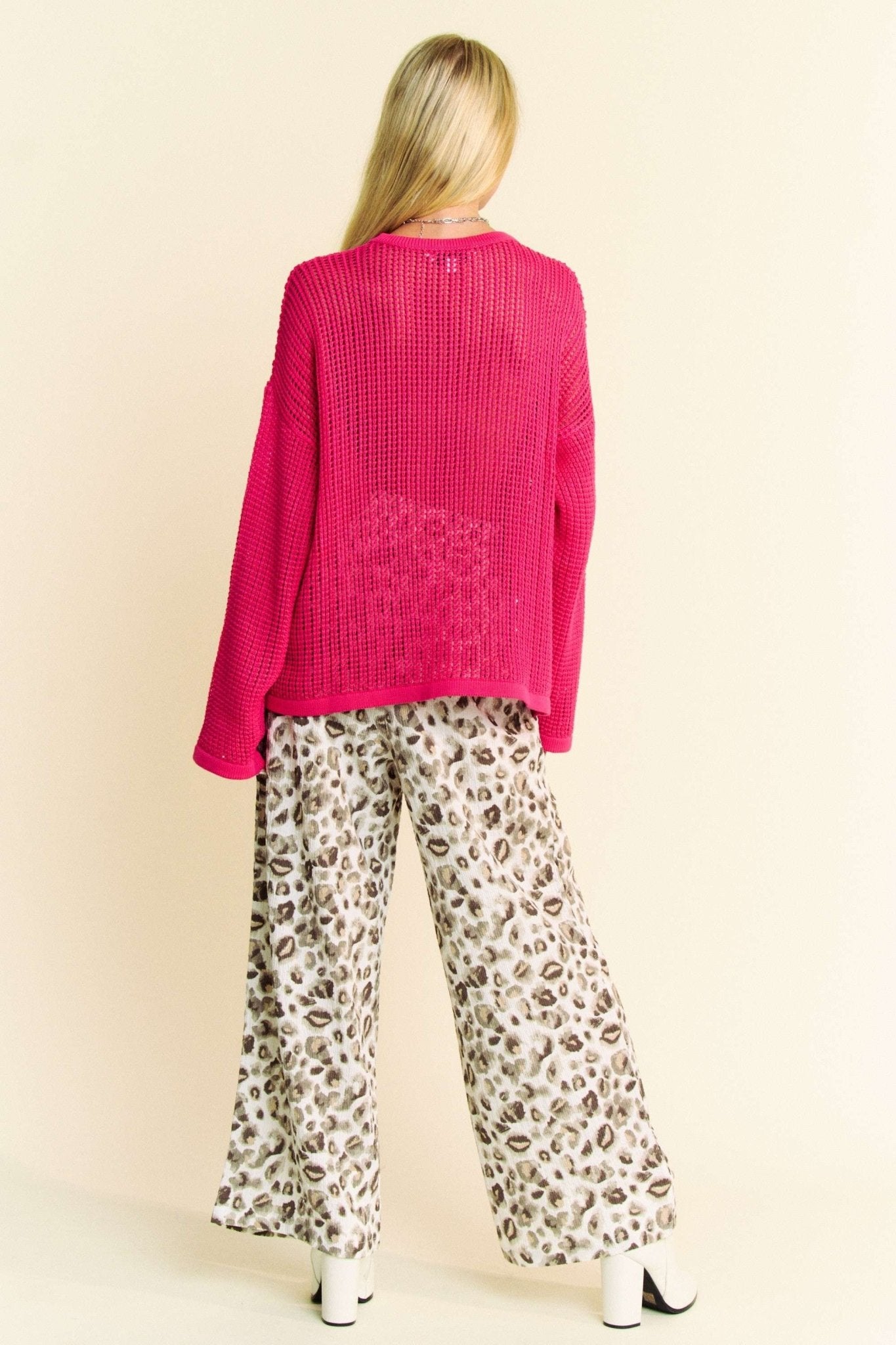 Davi & Dani Drawstring Leopard Wide Leg Pants - Bitsy Gypsy Boutique