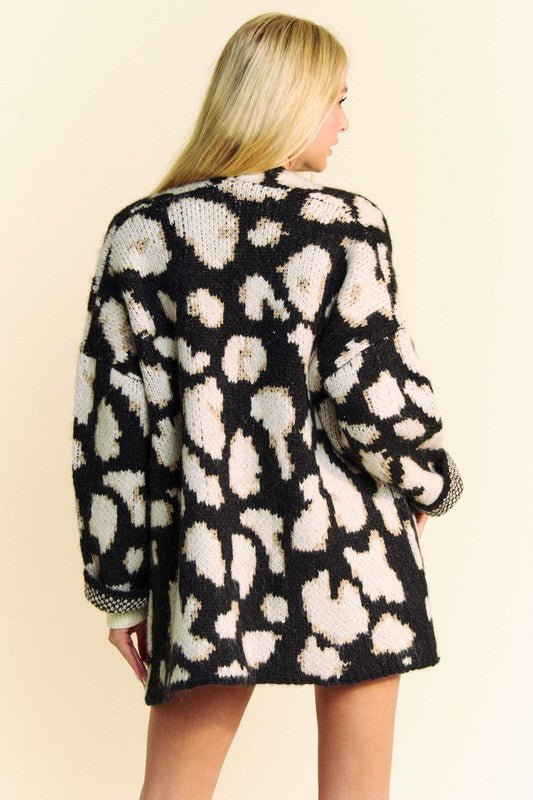 Davi & Dani Leopard Open Front Long Sleeve Cardigan - Bitsy Gypsy Boutique