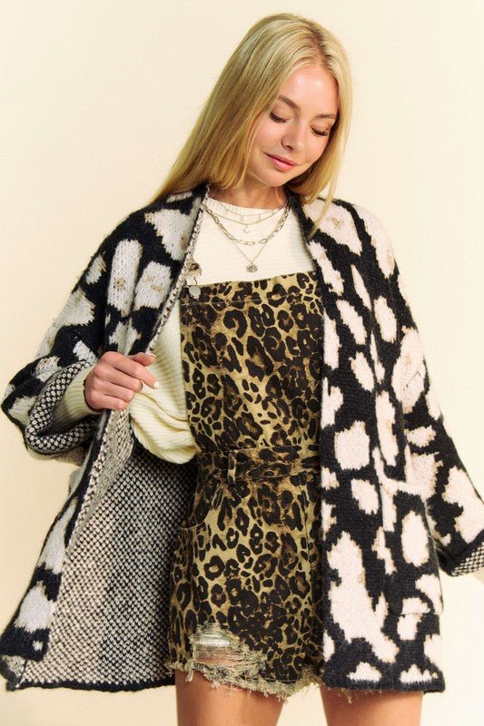 Davi & Dani Leopard Open Front Long Sleeve Cardigan - Bitsy Gypsy Boutique