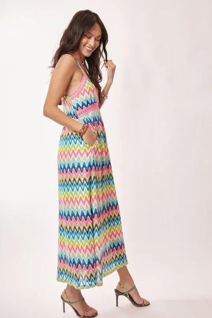 Davi & Dani Multi Color Crochet Lace Midi Dress - Bitsy Gypsy Boutique