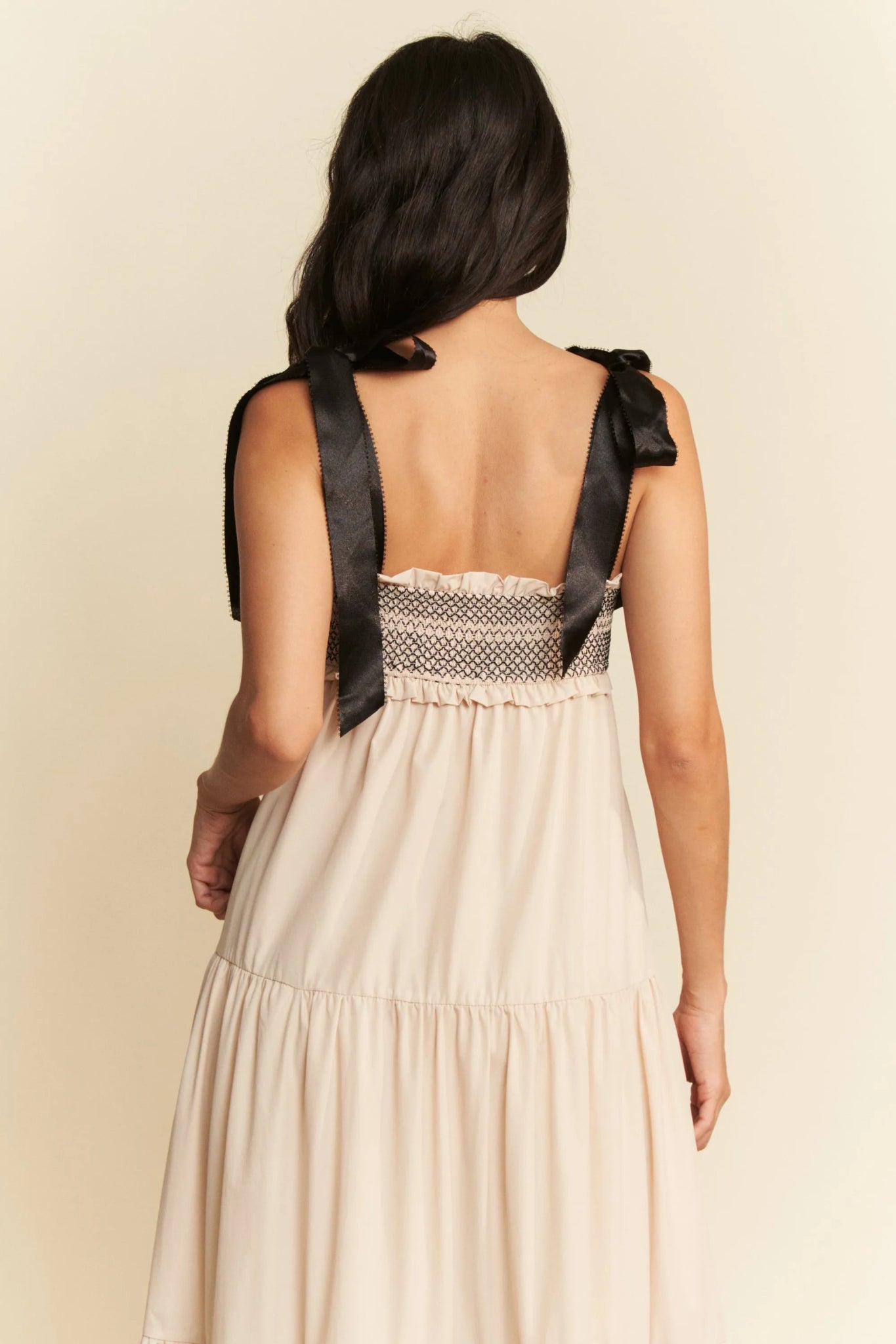 Davi & Dani Multi Contrast Smocked Bodice Straps Maxi Dress - Bitsy Gypsy Boutique