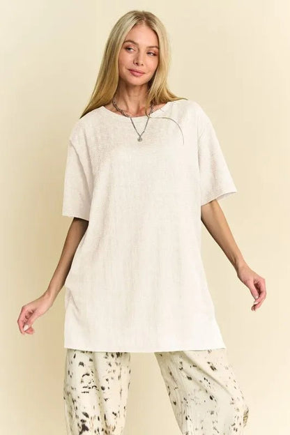 Davi & Dani Short Sleeve Side Slit T-Shirt with Pockets - Bitsy Gypsy Boutique