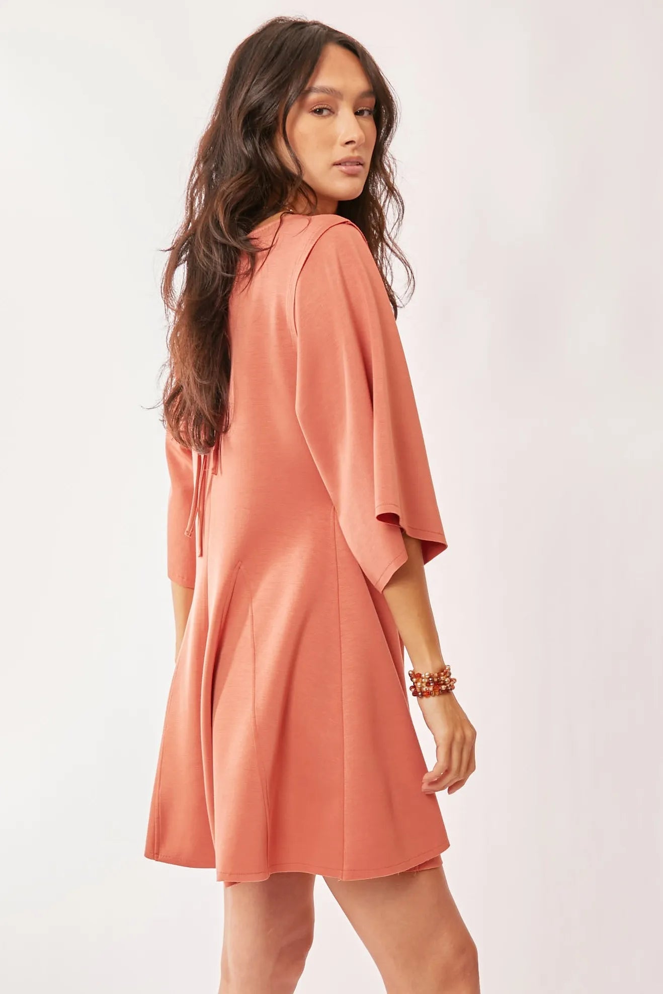 Davi & Dani Solid Draped Sleeve Ties Back Skort Romper - Bitsy Gypsy Boutique