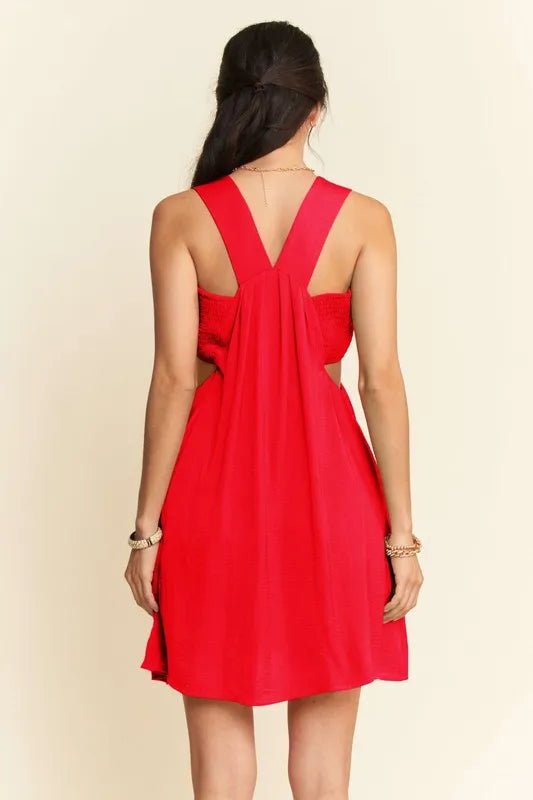 Davi & Dani Washed Satin Cutout Skirt Bandeau Mini Dress - Bitsy Gypsy Boutique