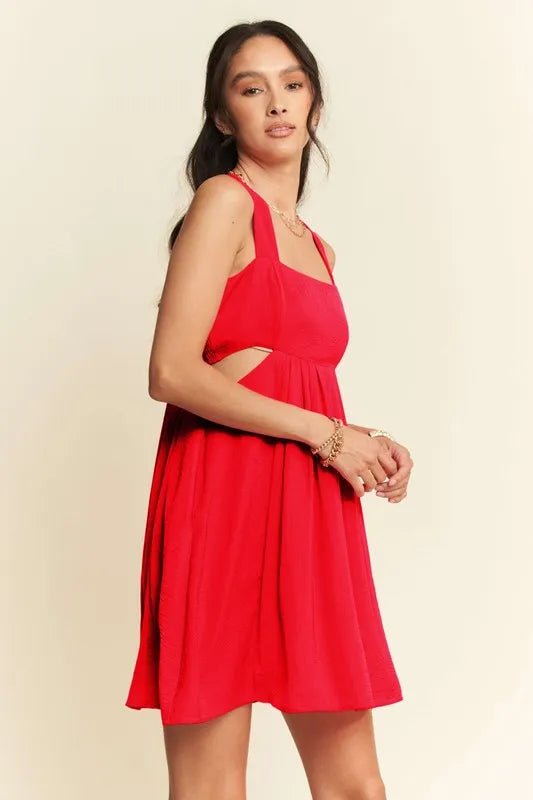 Davi & Dani Washed Satin Cutout Skirt Bandeau Mini Dress - Bitsy Gypsy Boutique