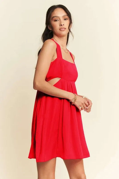 Davi & Dani Washed Satin Cutout Skirt Bandeau Mini Dress - Bitsy Gypsy Boutique