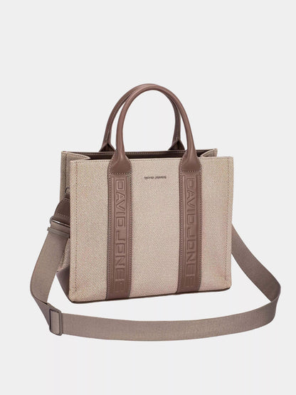 David Jones Canvas Tote Handbag with Contrast Leather Handles - Bitsy Gypsy Boutique