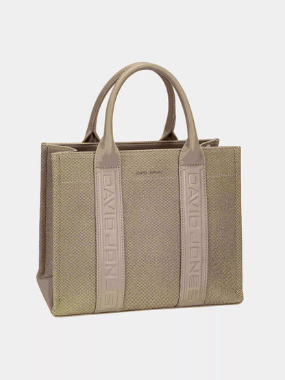 David Jones Canvas Tote Handbag with Contrast Leather Handles - Bitsy Gypsy Boutique