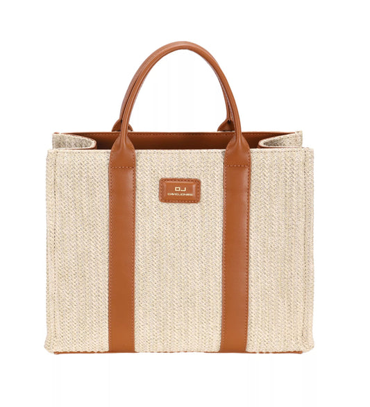 David Jones Square Woven Tote Handbag - Bitsy Gypsy Boutique