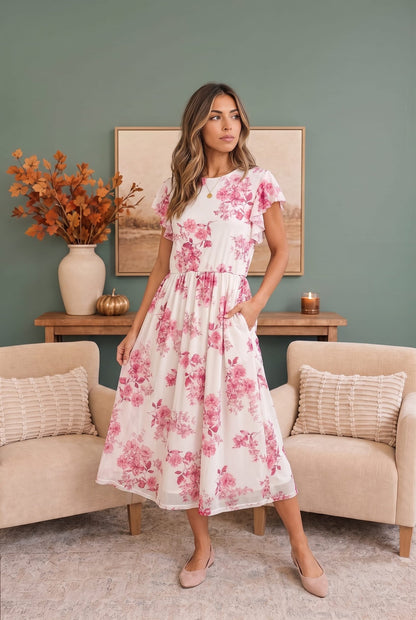 Daytime Romance Floral Midi Dress - Bitsy Gypsy Boutique
