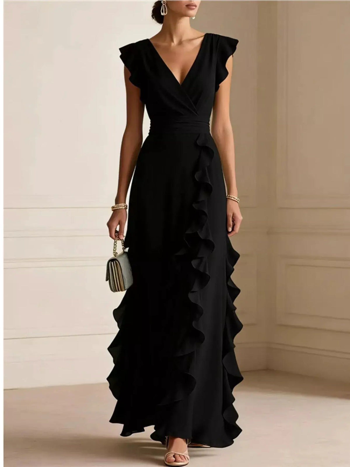 Ruffled Surplice Sleeveless Maxi Dress by Trendsi