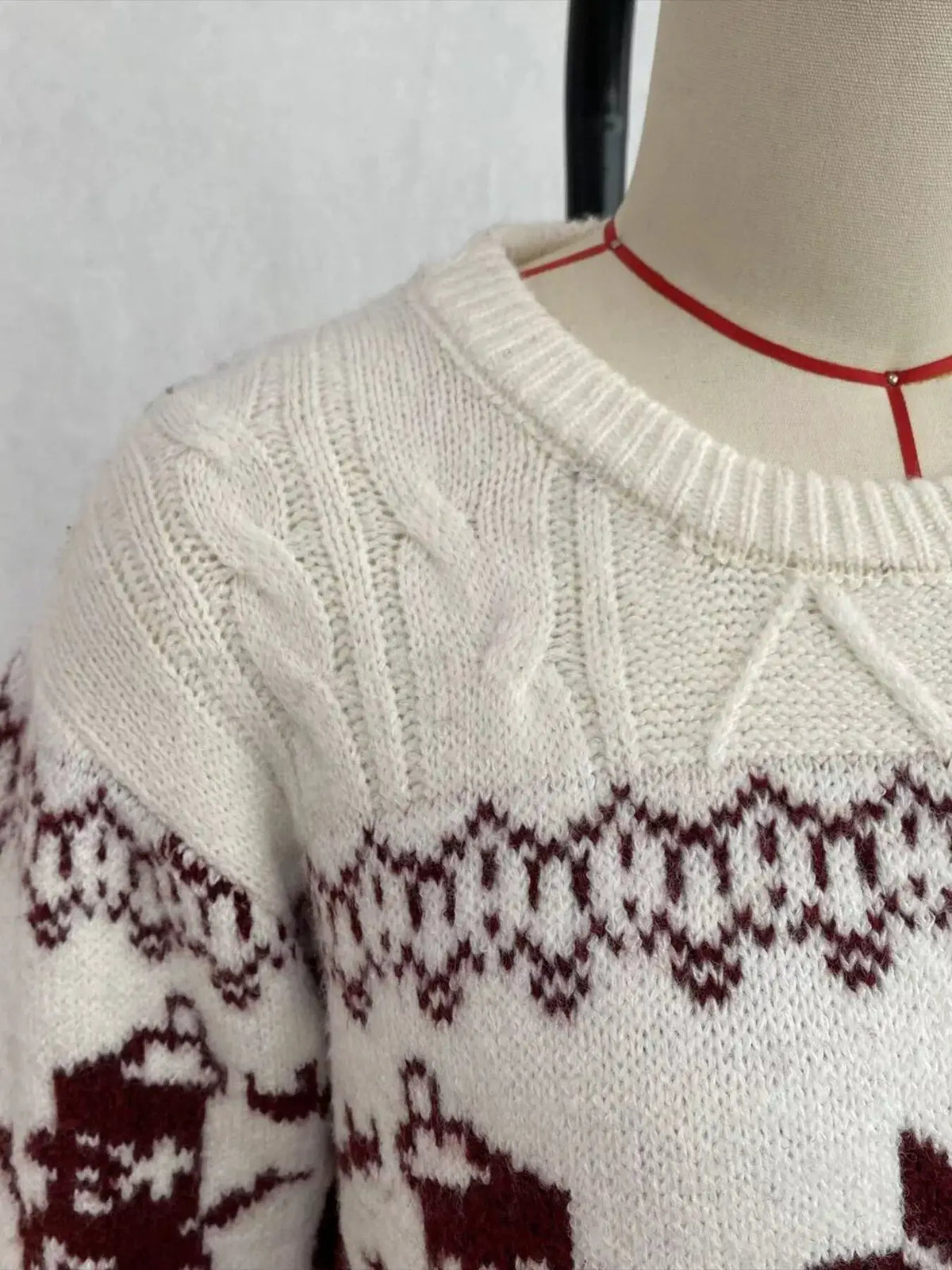 Christmas Snowman Pattern Cable Knit Sweater by Trendsi