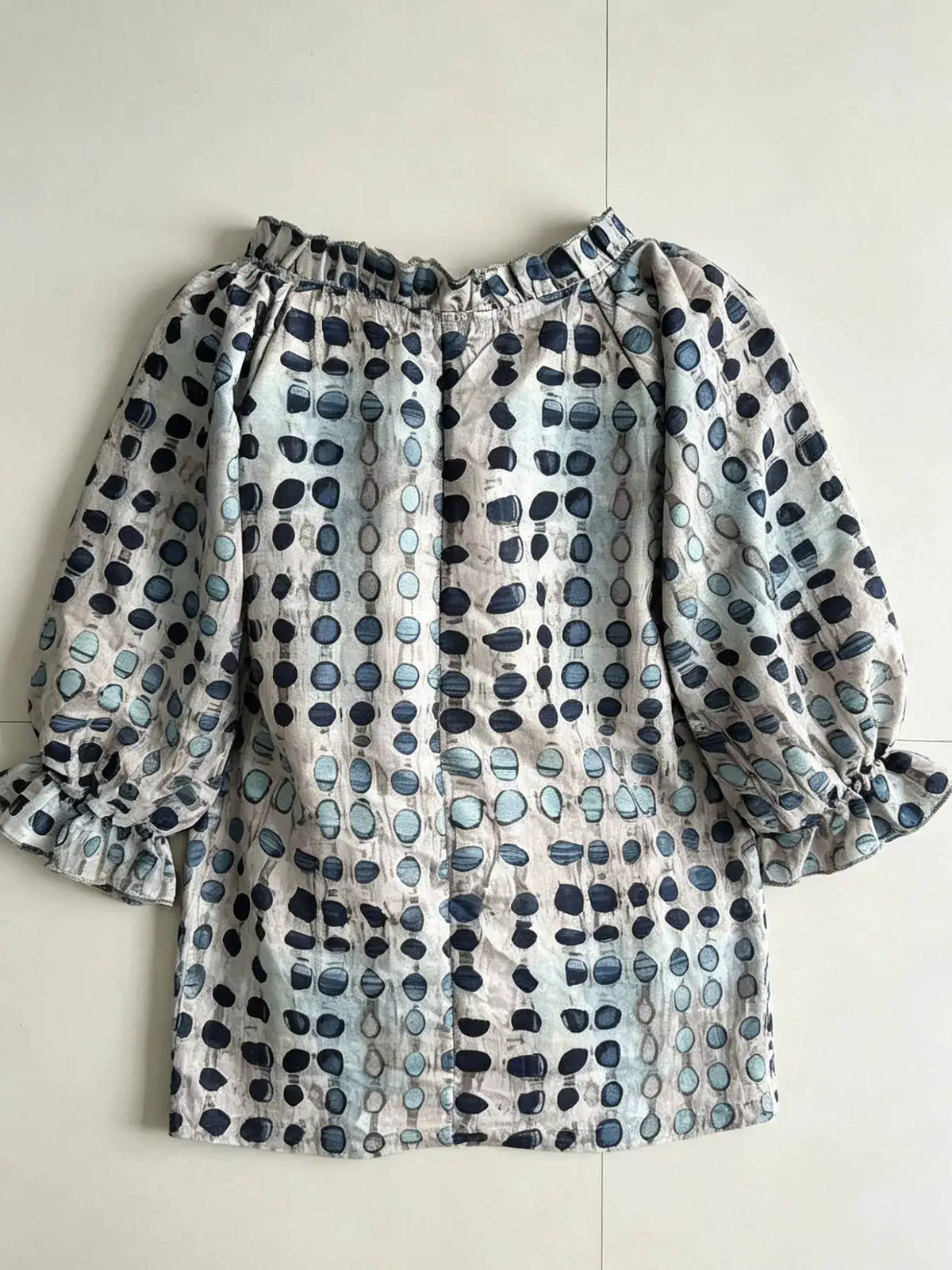 Full Size Tie Neck 3/4 Sleeve Blouse Plus Size by Trendsi