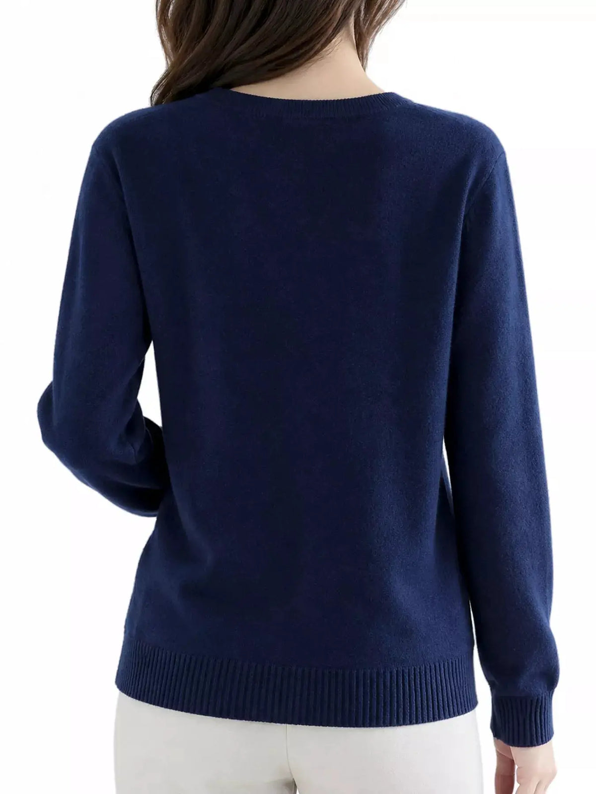 Crew-Neck Button-Down Cardigan by Trendsi
