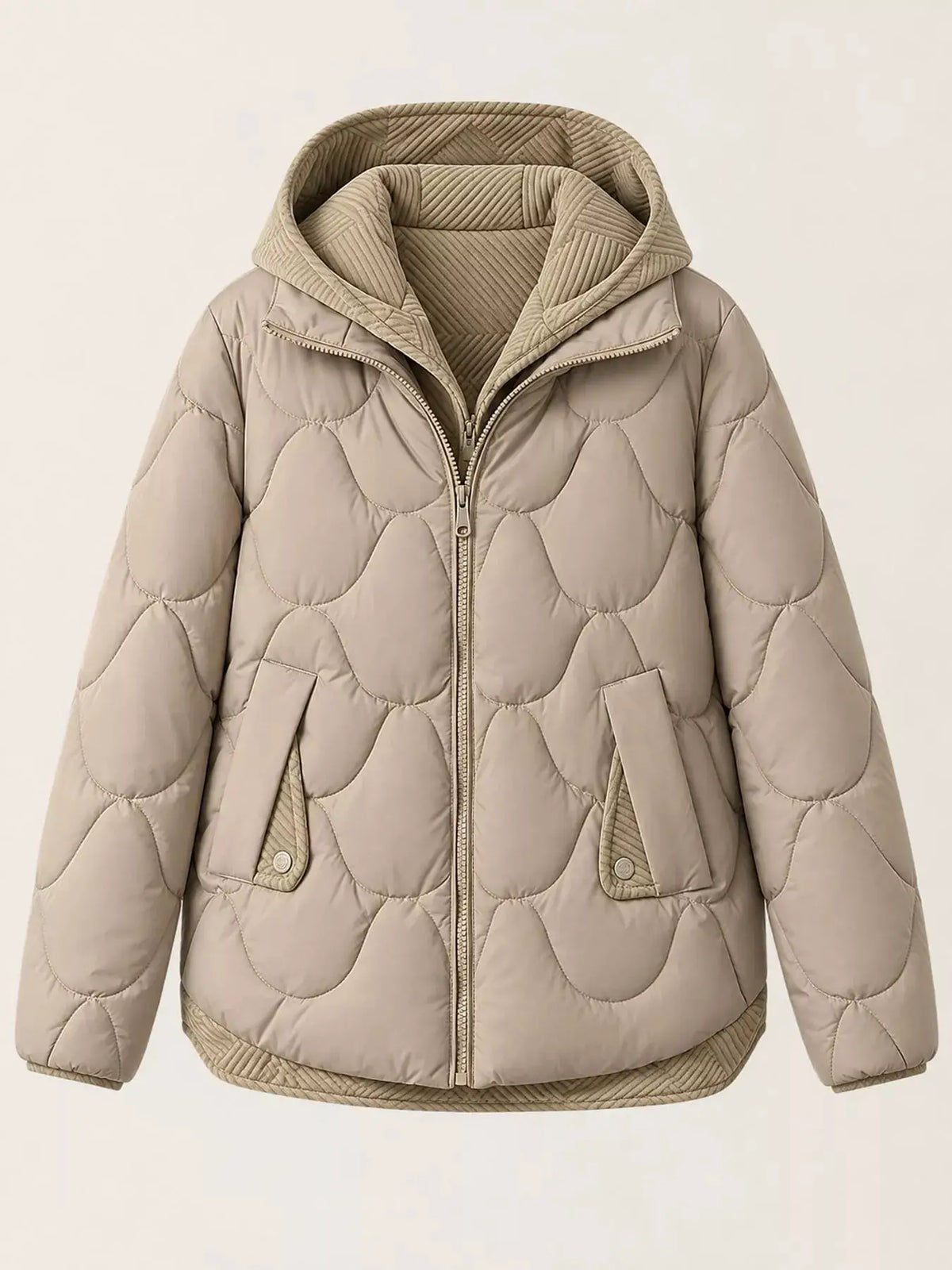 Plus Size Quilted Hooded Puffer Jacket with Snap-Button Closure by Trendsi
