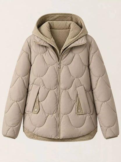 Plus Size Quilted Hooded Puffer Jacket with Snap-Button Closure by Trendsi
