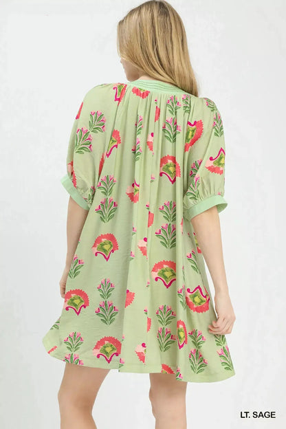 Umgee Abstract Print Mini Dress by Trendsi