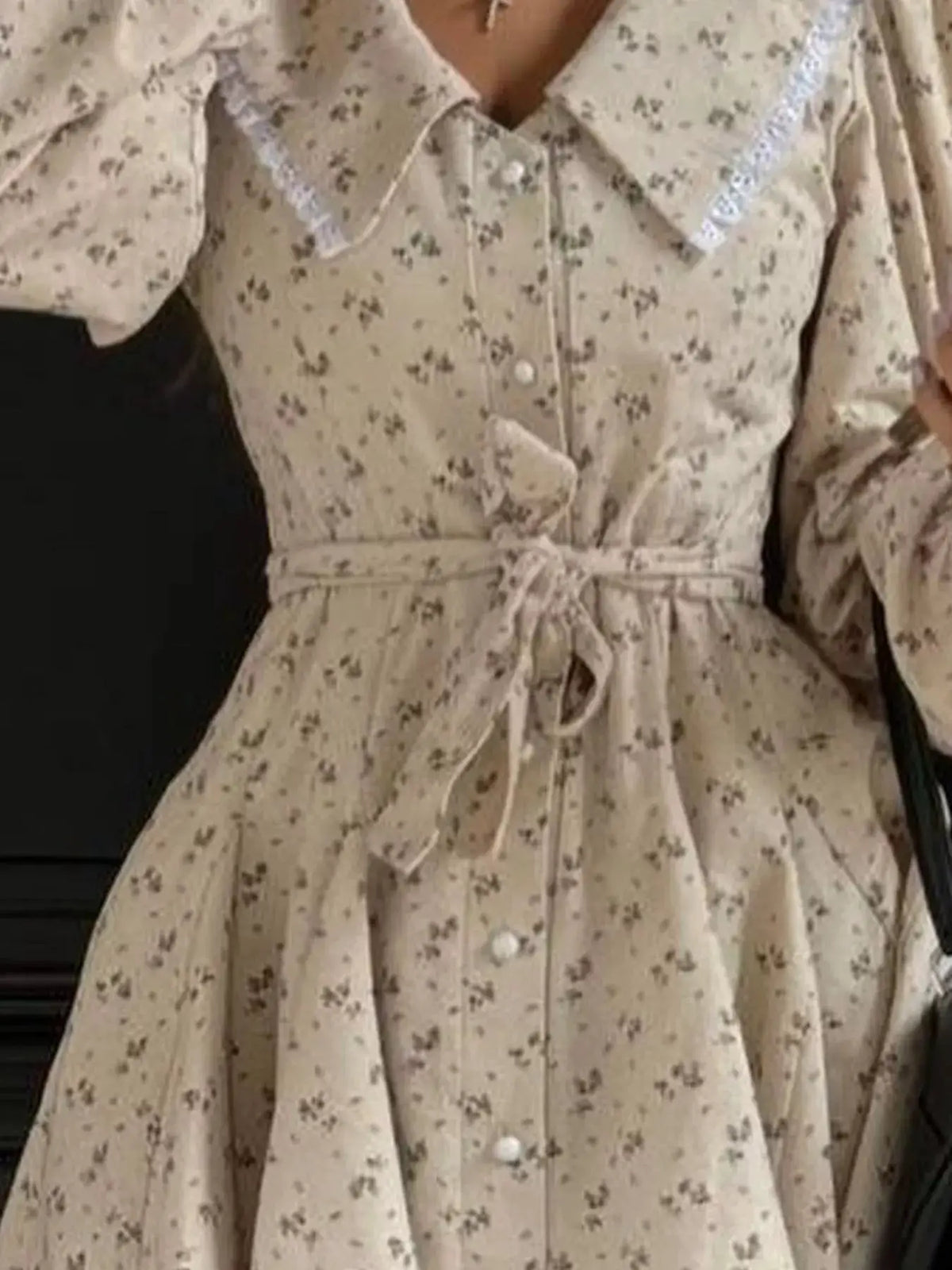 Floral Print Puff Sleeve Button-Down Mini Dress by Trendsi