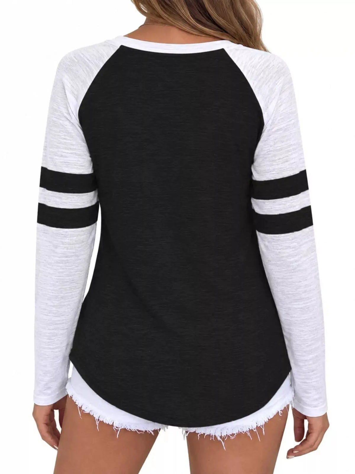 Full Size Color-Block Raglan Sleeve Striped T-Shirt Plus Size by Trendsi