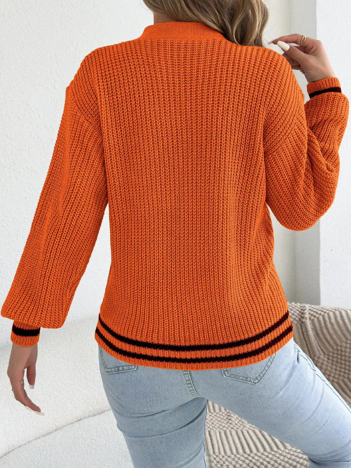 Cutout Cable Knit Sweater by Trendsi