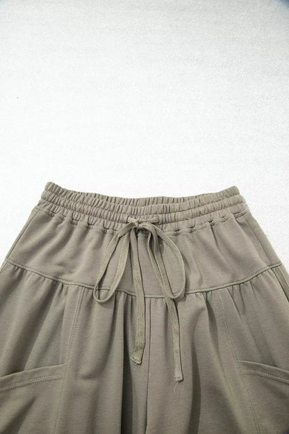 Elastic Waist Drawstring Wide Leg Full Length Pants by Trendsi