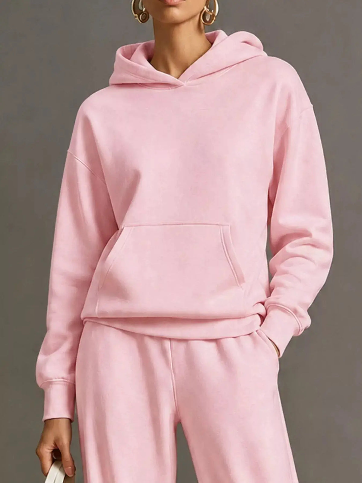 Kangaroo Pocket Hoodie and Pants Set by Trendsi