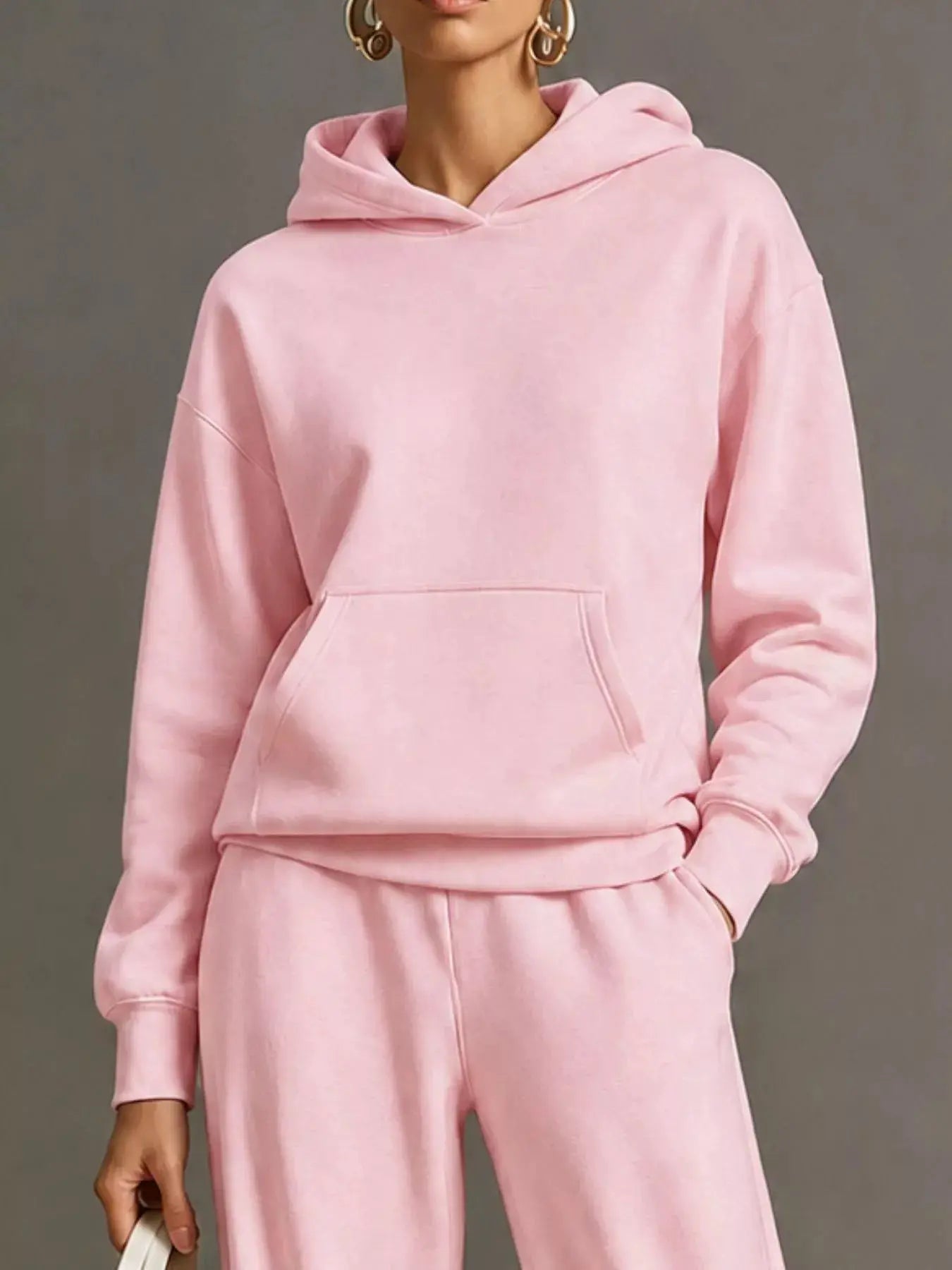 Kangaroo Pocket Hoodie and Pants Set by Trendsi