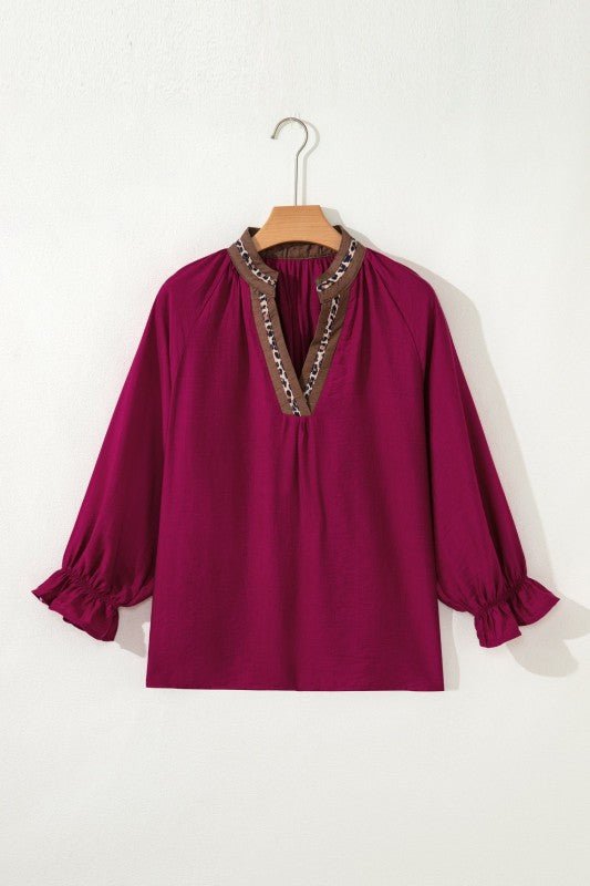 Deborah Flounced Bracelet Sleeve Blouse - Bitsy Gypsy Boutique