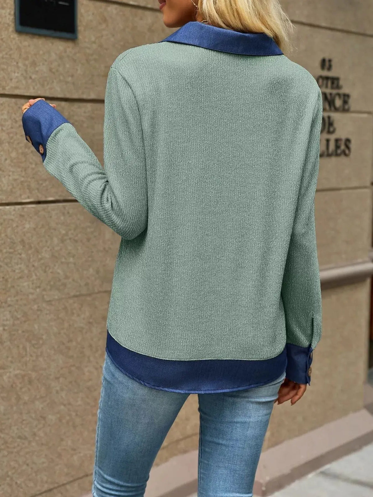 Decor Button Long Sleeve Sweatshirt by Trendsi