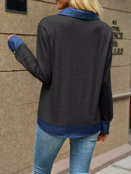 Decor Button Long Sleeve Sweatshirt by Trendsi