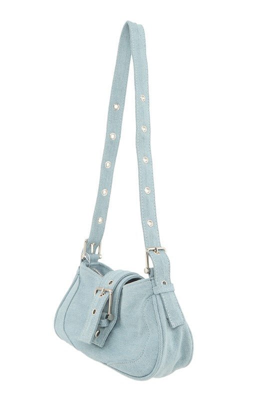 Decorative Buckle Denim Shoulder Bag - Bitsy Gypsy Boutique