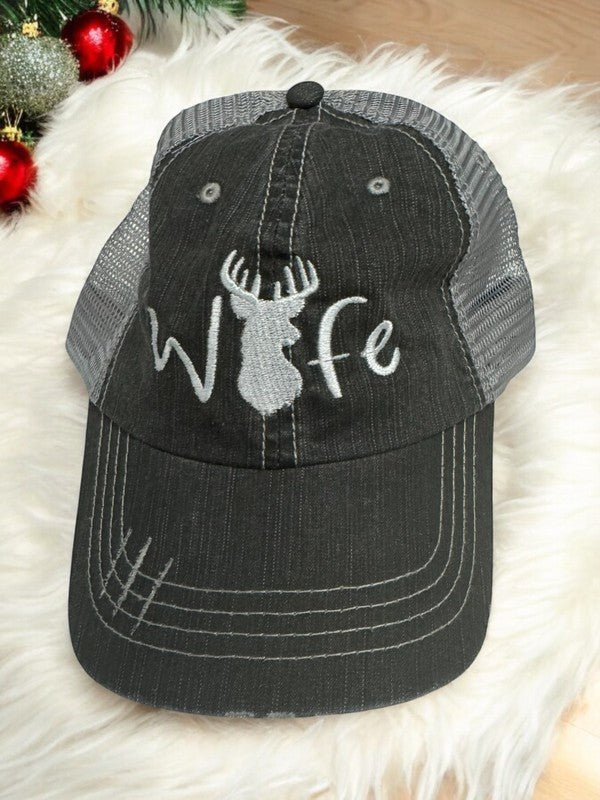 Deer Wife Embroidered Trendy Hat - Bitsy Gypsy Boutique