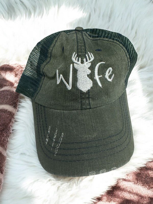 Deer Wife Embroidered Trendy Hat - Bitsy Gypsy Boutique