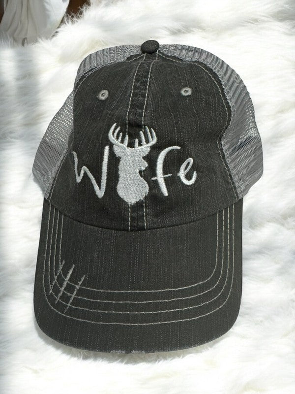 Deer Wife Embroidered Trendy Hat - Bitsy Gypsy Boutique