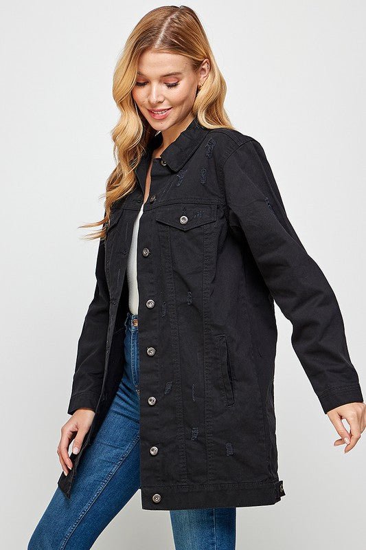 DENIM 3/4 QUARTER JACKETS DISTRESSED WASHED - Bitsy Gypsy Boutique