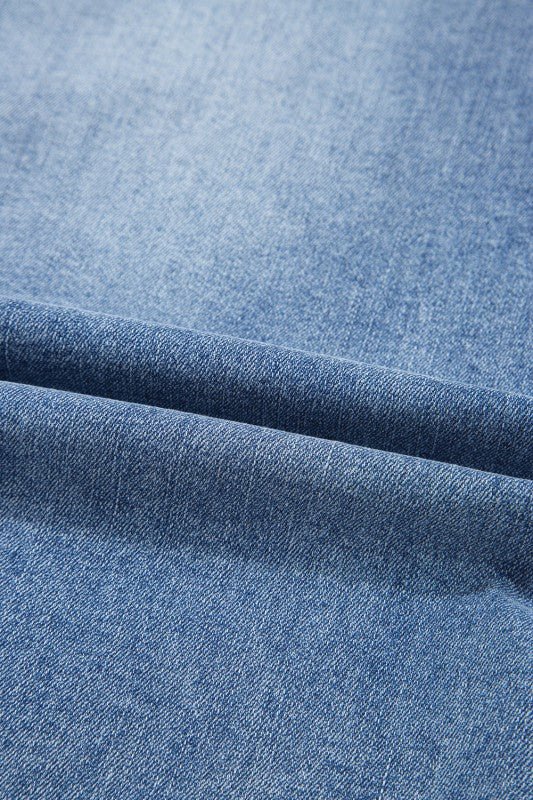 Denim Asymmetrical Distressed Midi Skirt - Bitsy Gypsy Boutique