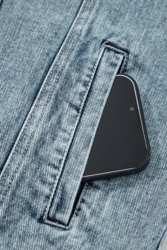 Denim Button Flap Pocket Frayed Vest - Bitsy Gypsy Boutique